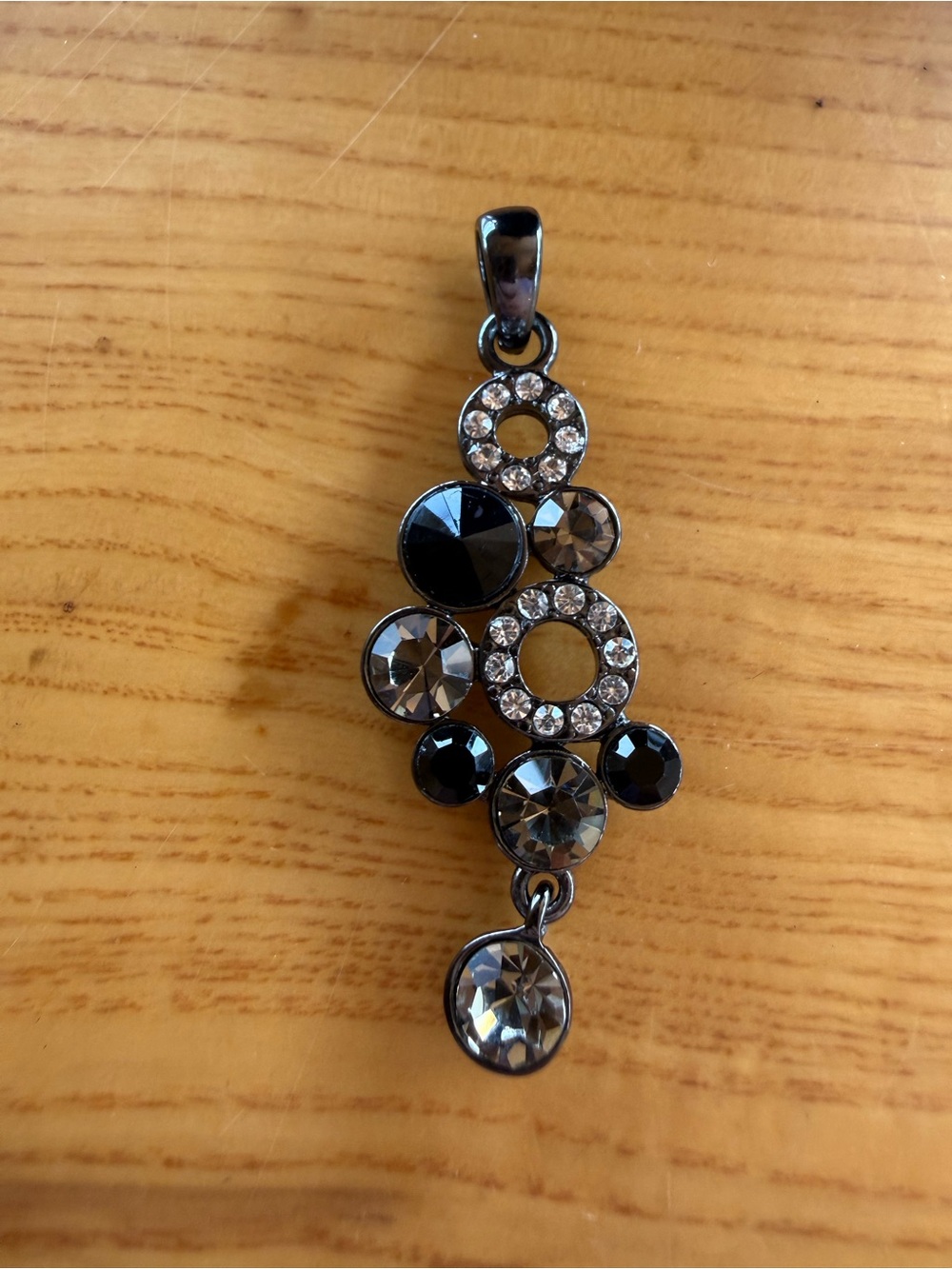 Lia Sophia Gunmetal and Black Crystal Cluster Pendant Necklace